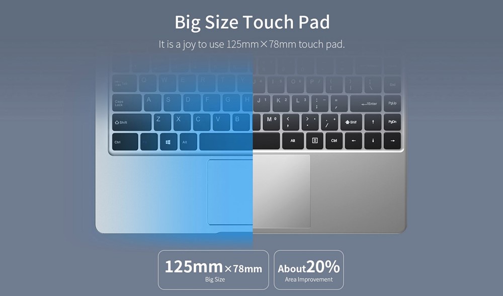 Teclast F7 Plusは筐体の割に大きめのタッチパッドを搭載しているのでタッチパッドでの操作性が良いです。