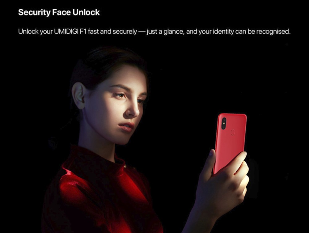 UMIDIGI F1は顔認証も利用可能