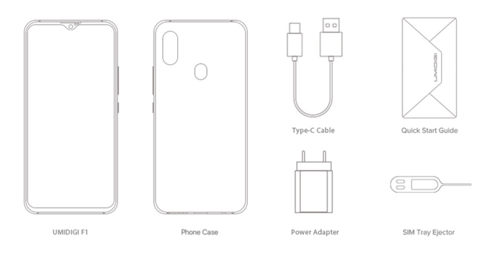 UMIDIGI F1は付属品に保護ケースも含まれています。