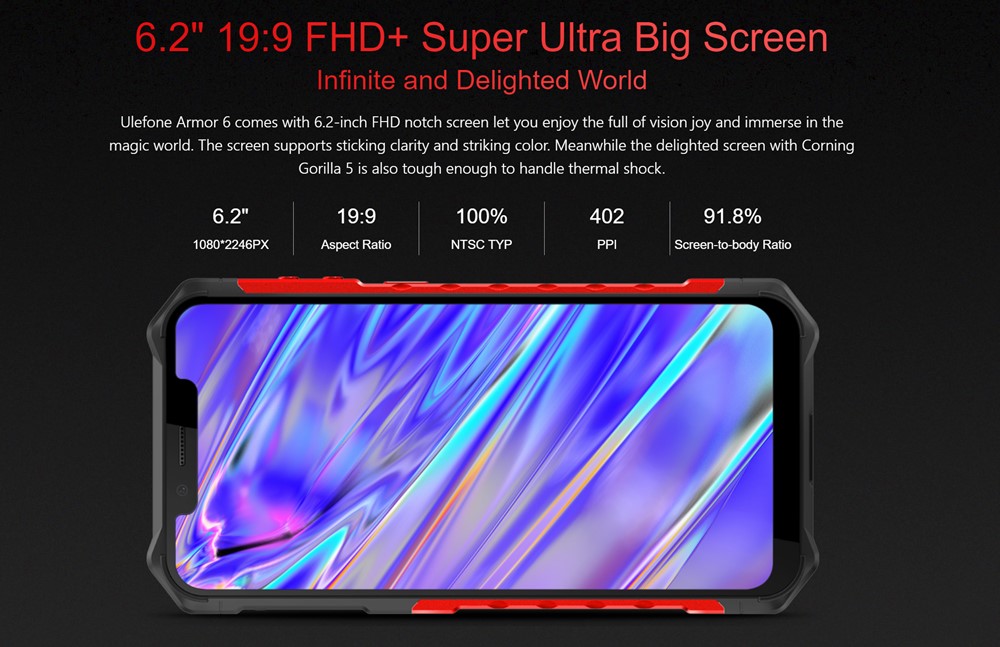 Ulefone Armor 6は高解像度なディスプレイを搭載しているので美しい描画を楽しめます。