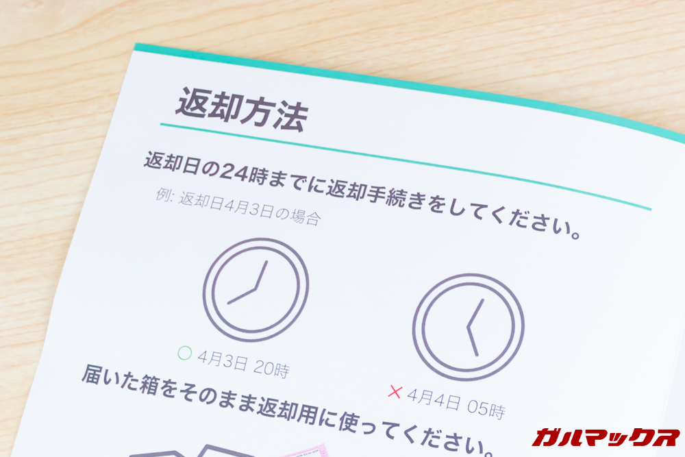 レンタマの返却は返却日の20時までに返送手続を済ませる必要がある。