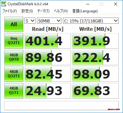 Beelink J45はSSDを搭載しており速度もしっかりSSDクラスです。