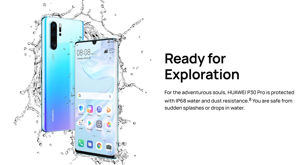 HUAWEI P30 ProはIP68に対応しています。