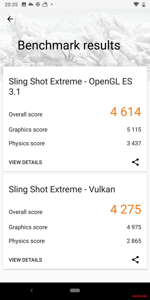 Nokia 9 PureViewの3DMarkスコアはOpen GL ES 3.1が4614点、Vulkanが4275点。