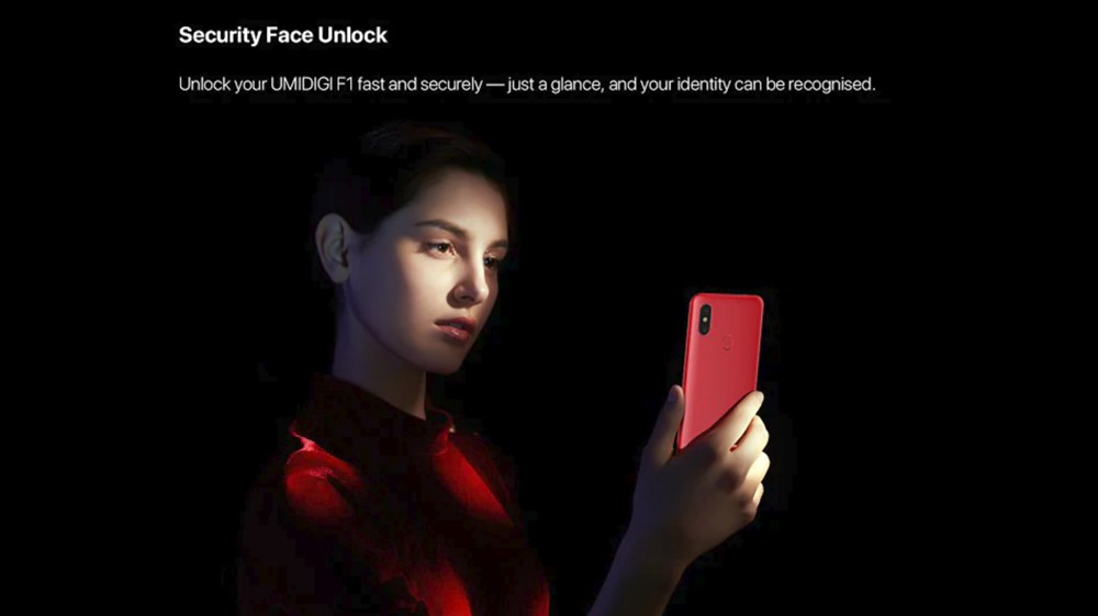 UMIDIGI F1 Playは顔認証にも対応しています。