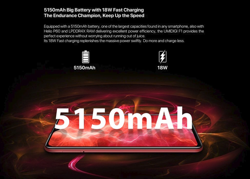 UMIDIGI F1 Playは超大容量なバッテリーを搭載しているので長時間駆動が飛躍的に伸びます。