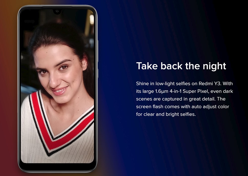 Xiaomi Redmi Y3のインカメラは暗所に強い