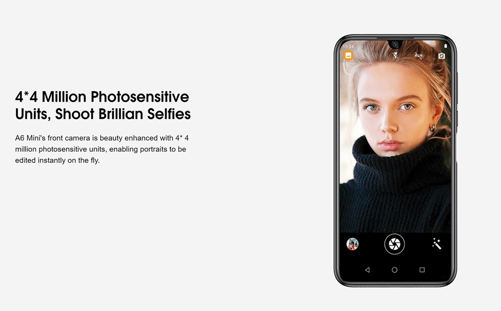 Elephone A6 miniは明るく撮影出来るインカメラを搭載。