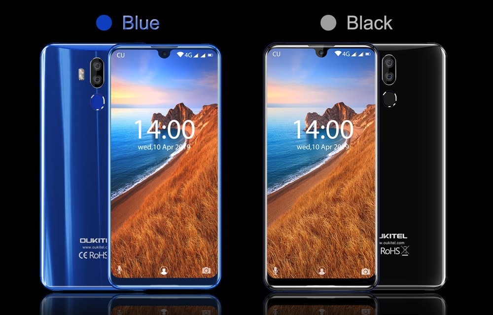 OUKITEL K9の背面は光沢タイプでブラックとブルーから選べます!