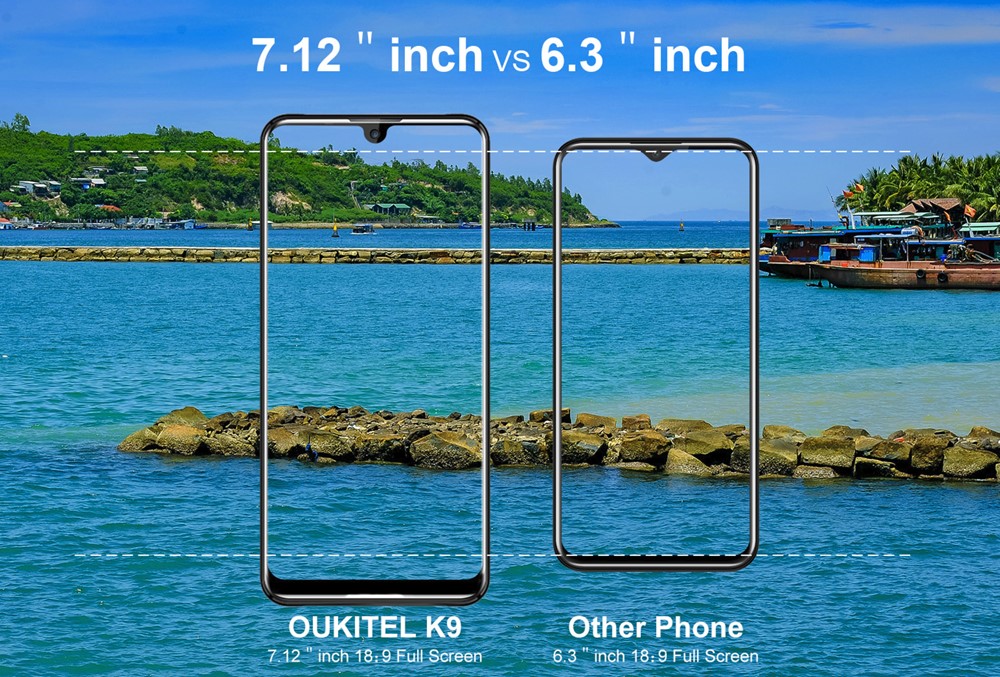 OUKITEL K9は6インチクラスと比較すると非常に筐体が大きいです。
