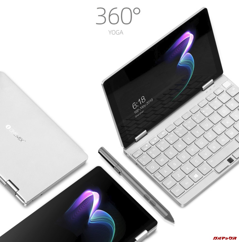 One Mix 3のディスプレイは360°開きます。