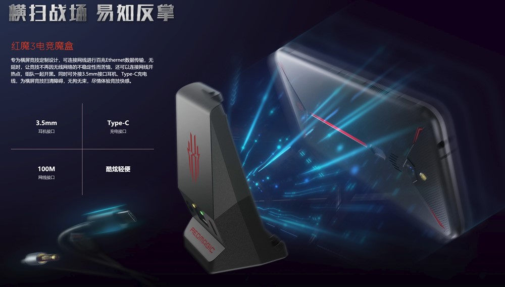 nubia Red Magic 3は有線LAN接続に対応しています。