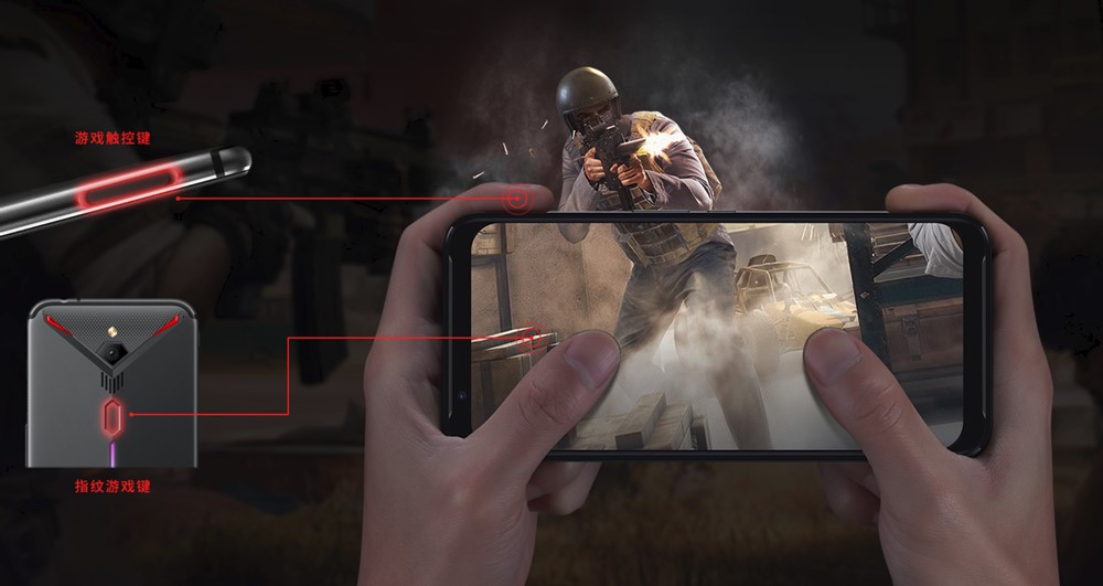 nubia Red Magic 3は仮想キーを本体に埋め込んでいる。