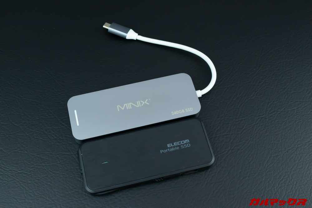MINIX NEOはいぜん利用していたポータブルSSDと大きさが変わらない。