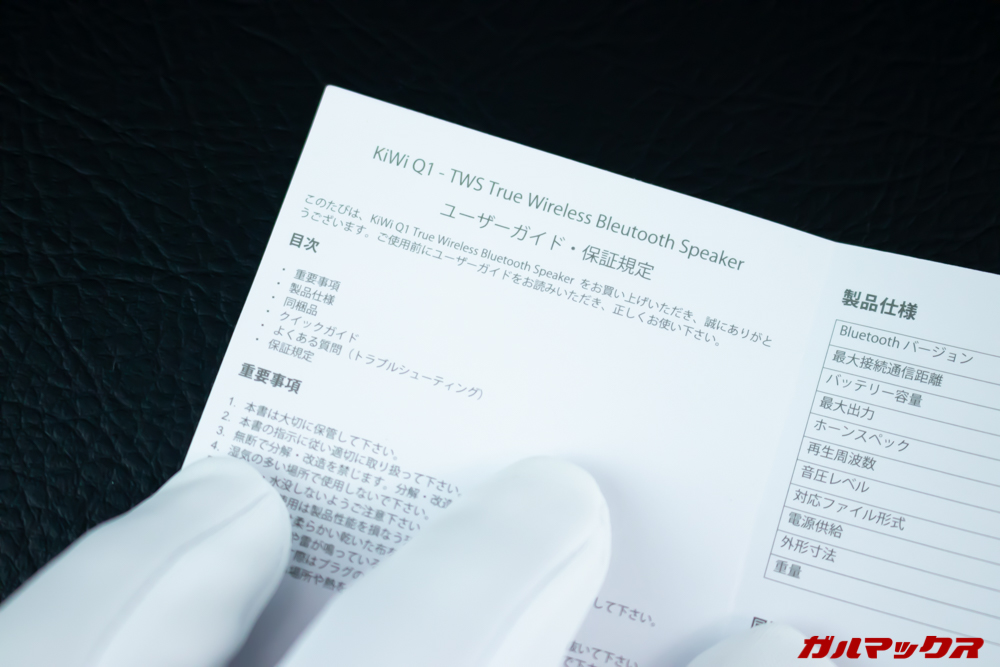 KiWi Q1の取説は日本語に対応している。