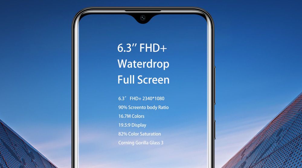 OUKITEL Y4800のディスプレイは6.3型でノッチ付きです。