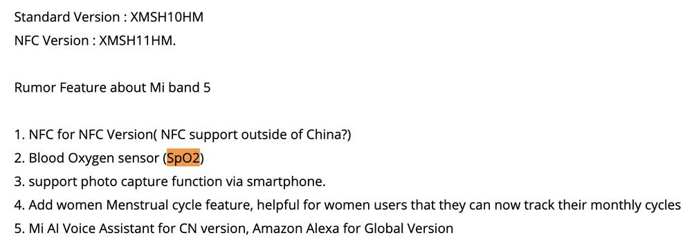 Mi Band 5のSpO2対応