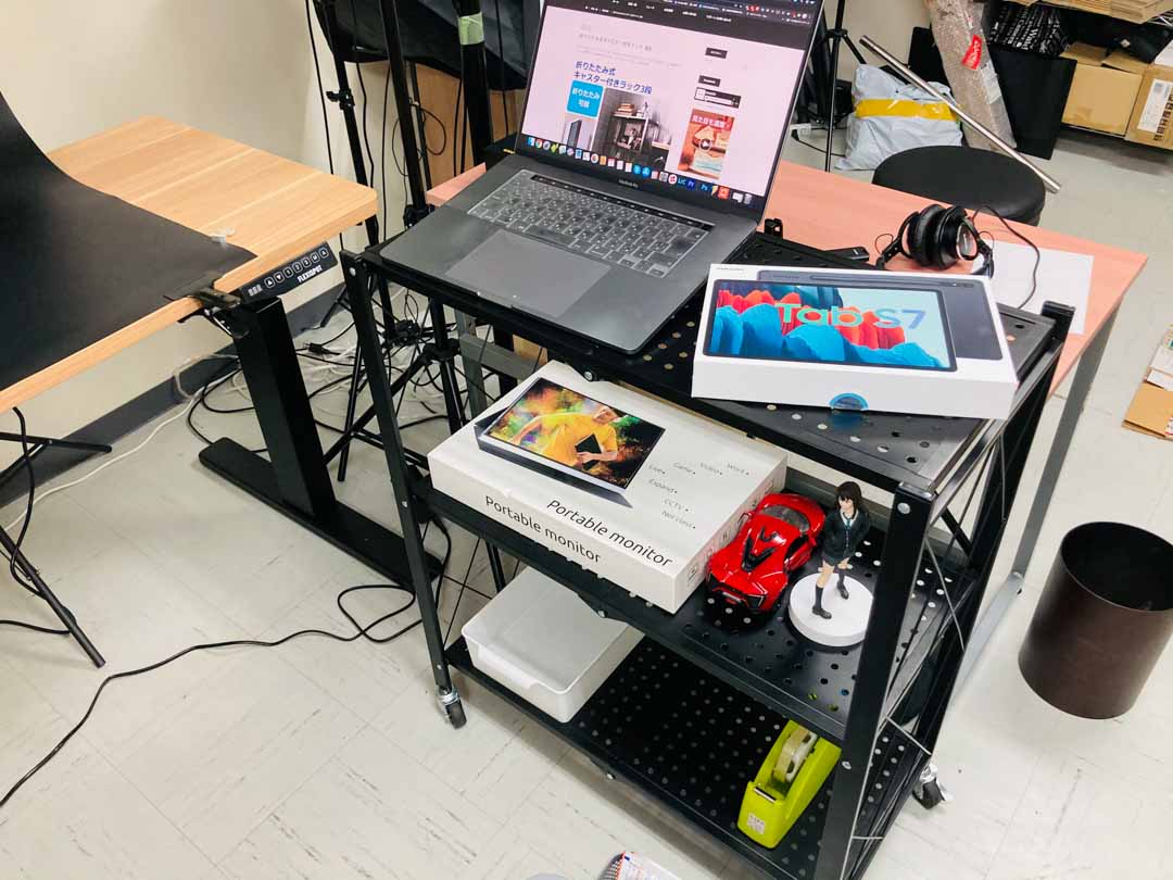 折りたたみ式キャスター付きラック 3段