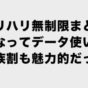 メリハリ無制限は気にせずデータ通信したい人向け。旧プランとの比較と家族割の月額まとめ