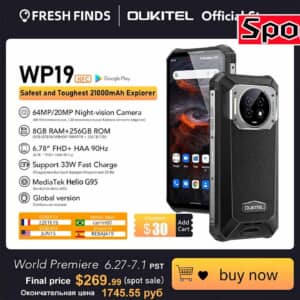暗視カメラ搭載タフネススマホ！OUKITEL WP19が270ドルでセール販売中
