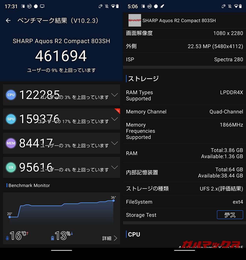 AQUOS R2 Compact antutu-03272057