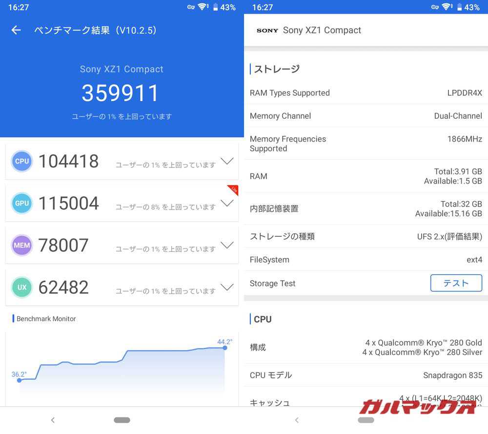 Xperia XZ1 compact antutu-05051654